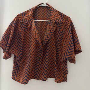 Chevron Patterned Orange and Black Women's Top